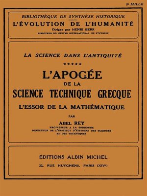 cover image of L'Apogée de la science technique grecque